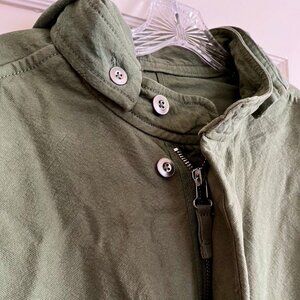 Everlane The Canvas Organic Cotton Parka in forest green, size medium